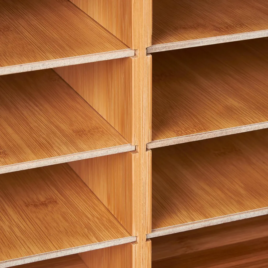 Compartiment à documents en bambou naturel - Trieur de bureau A4 robuste - 8