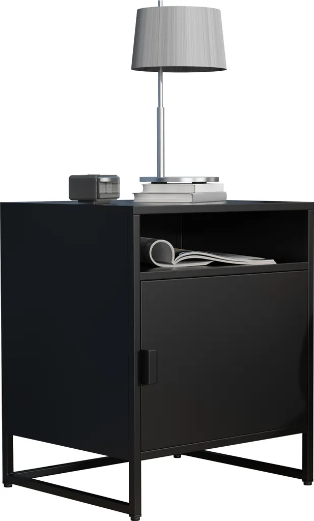 Table de chevet haute pour sommier boxspring métal noir VCM Flokas L 55 cm