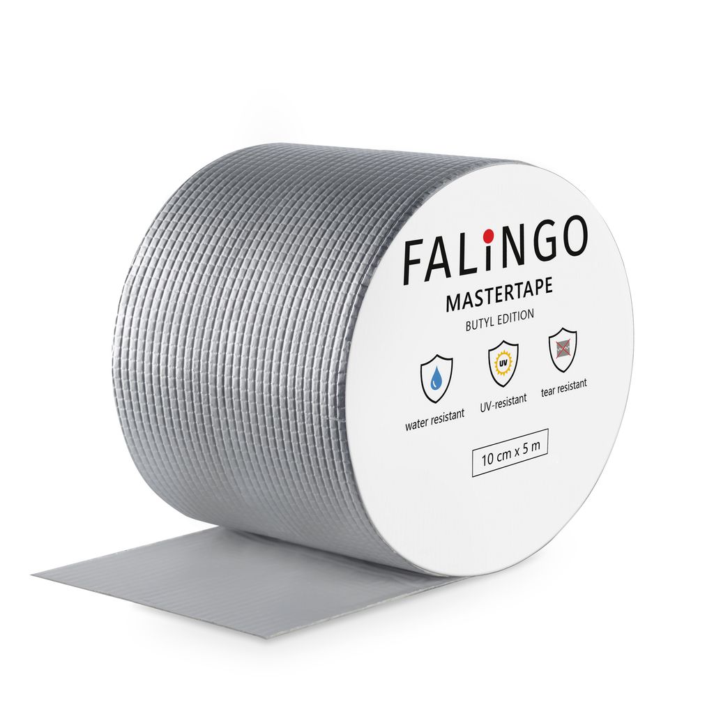 FALINGO Dichtungsband Wasserdichtes Klebeband, Butyl Klebeband für Dach, Wand, Fenster, Rohr (10 cm x 5 m)