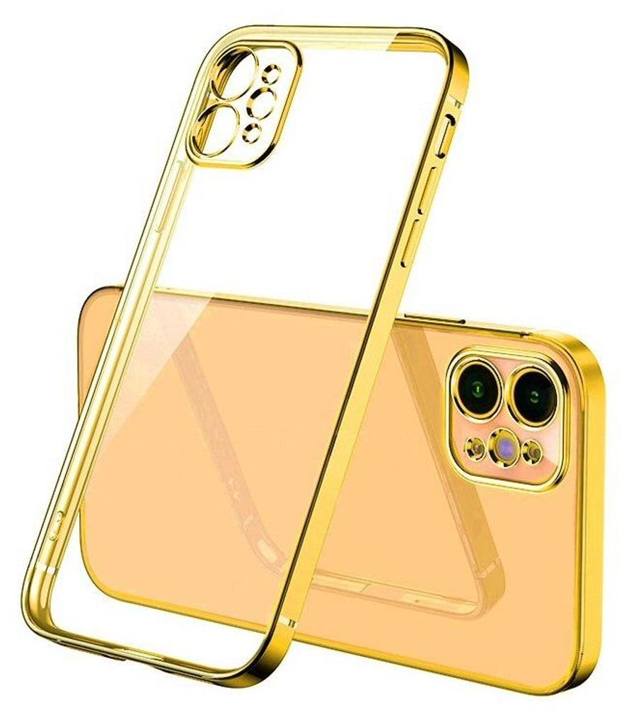 Hülle für iPhone 12 Pro Max, transparentes Silikon mit goldenem Rand