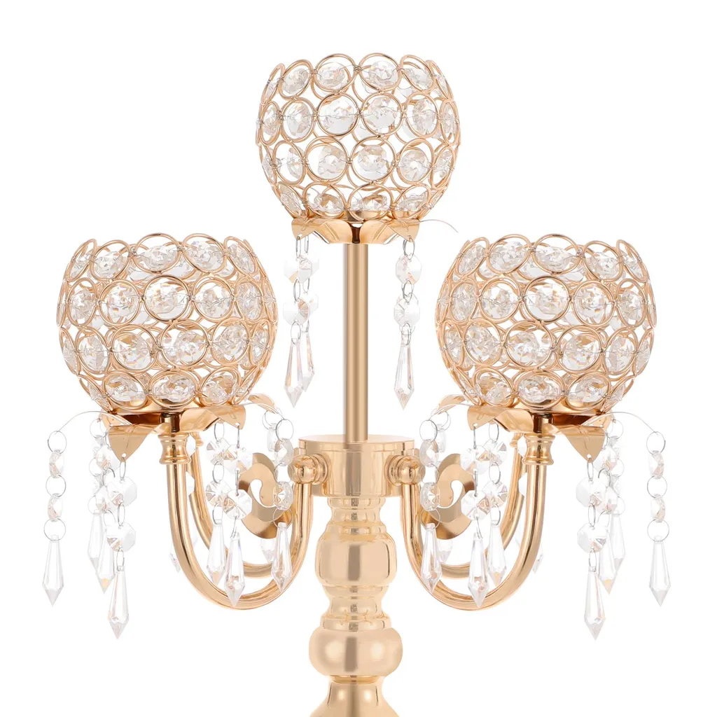 Bougeoir de Table Stable 57cm Or : Décor de Mariage sans Risque de Chute - 4