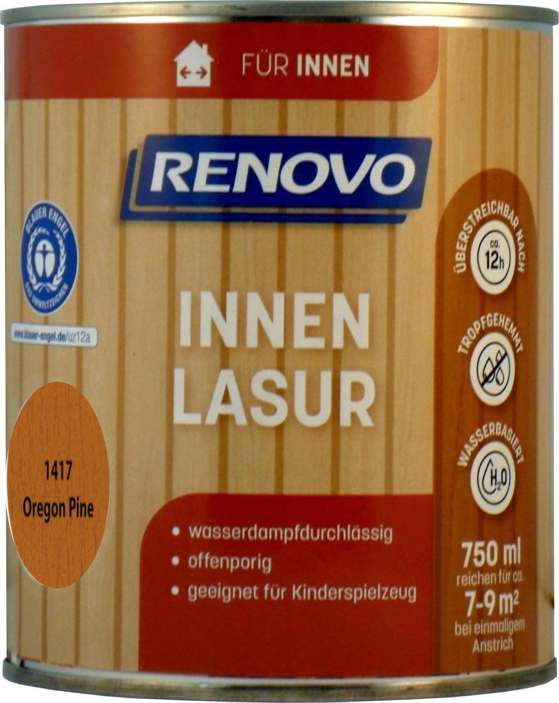 750ml Renovo Innenlasur / Wohnraumlasur Oregon Pine
