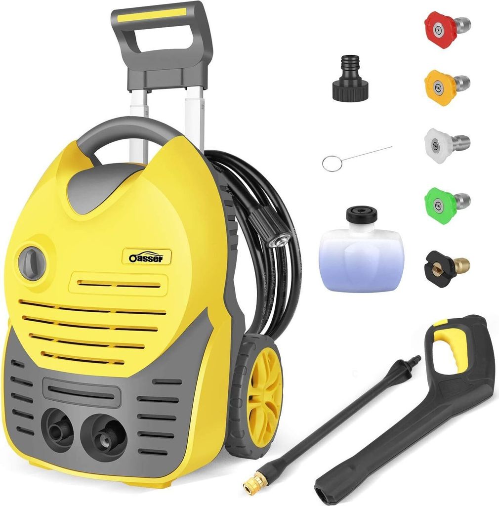 Diyarts Hochdruckreiniger, Druck max: 140,00 bar, 1600 W, Fördermenge max: 420,00 l/h, Kupfermotor, Spritzpistole, 5 Hochdruckdüsen & 5m Hochdruc...
