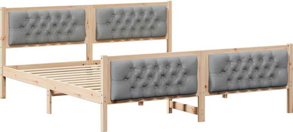 vidaXL Bettrahmen Hellgrau 160 x 200 cm Massives Kiefernholz