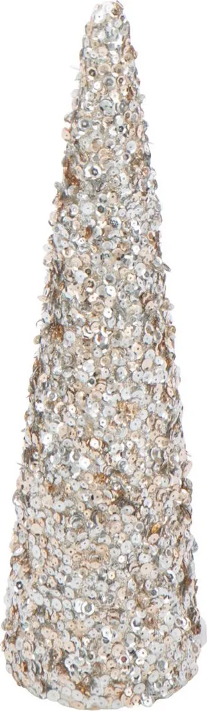 Cône Paillettes Champagne J-Line : Déco de Noël Chic sans Encombre