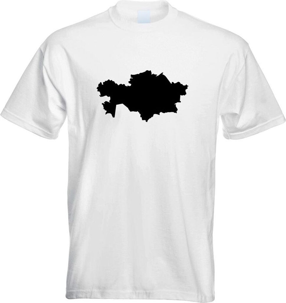 Kiwistar - T-Shirt - Weiss - Kasachstan Umriss Kontur Herren Funshirt Bedruckt Design Sprüche Spruch Motive - mit Motiv Bedruckt - Funshirt Design...