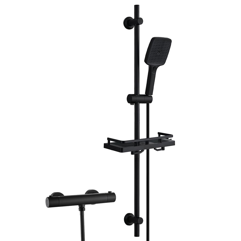 JOHO Edelstahl Duschsystem mit Duscharmatur, Brausestange Produktbild 