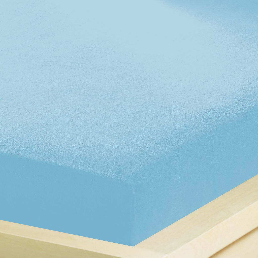Bettwaren-Shop Feinbiber Spannbettlaken wasserdicht 180x200 - 200x200 cm hellblau