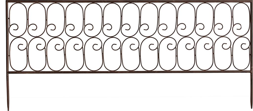 A metal garden border fence.
