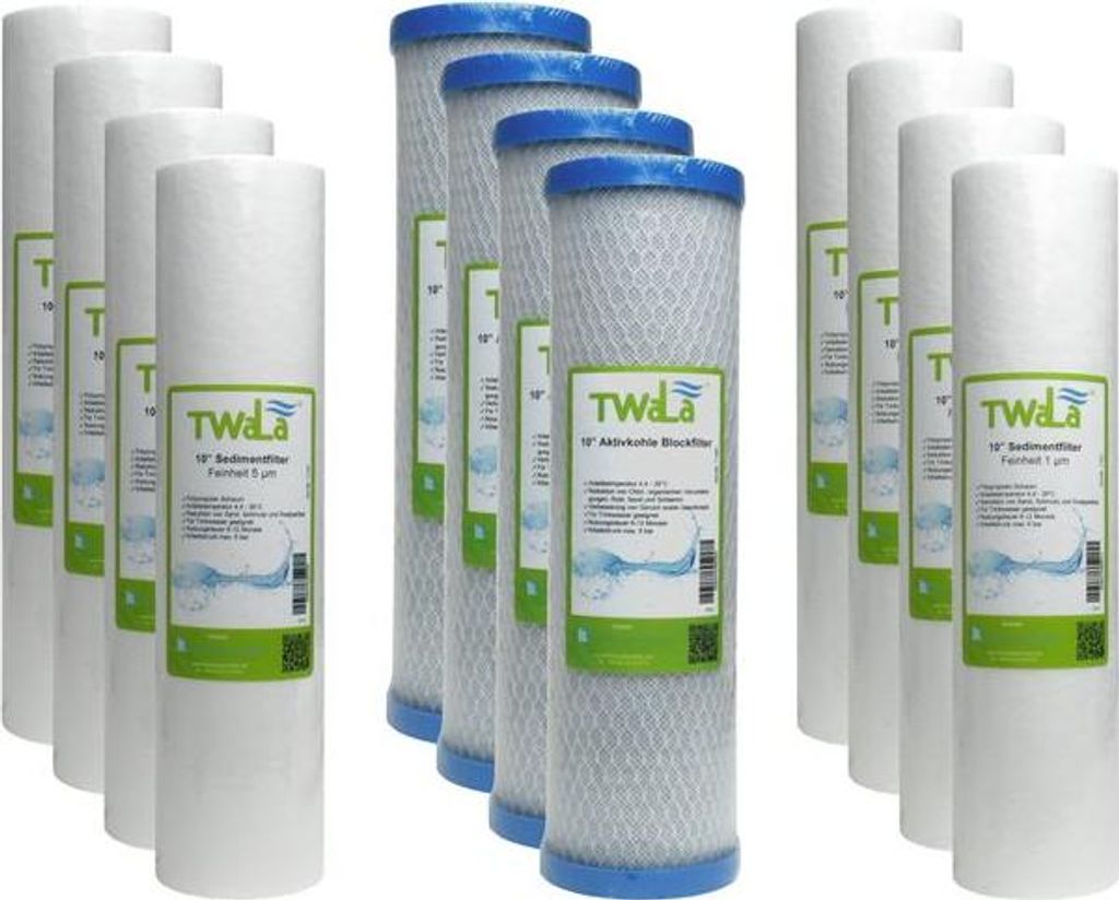 TWaLa 10' Filter Set 12-teilig für 2 Jahre Trinkwasser Filter für RO Umkehrosmose, Brunnenwasser, Wasserfilter
