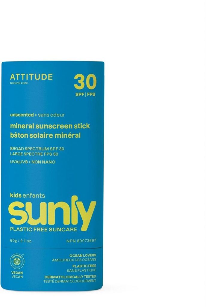 Kids Mineral Sunscreen SPF 30, Unparfümierte, Sunly von ATTITUDE