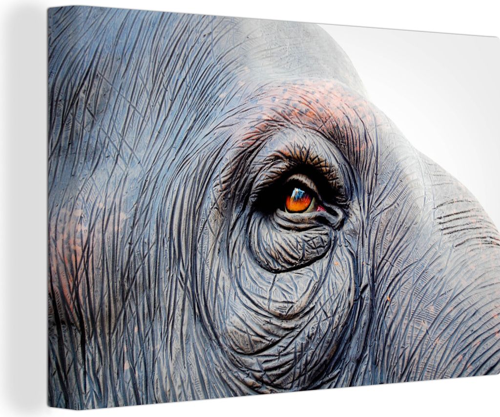 OneMillionCanvasses - Leinwandbilder - 140x90 cm, Augen - Elefant - Braun, Wandbilder Kunstdruck Wanddekoration