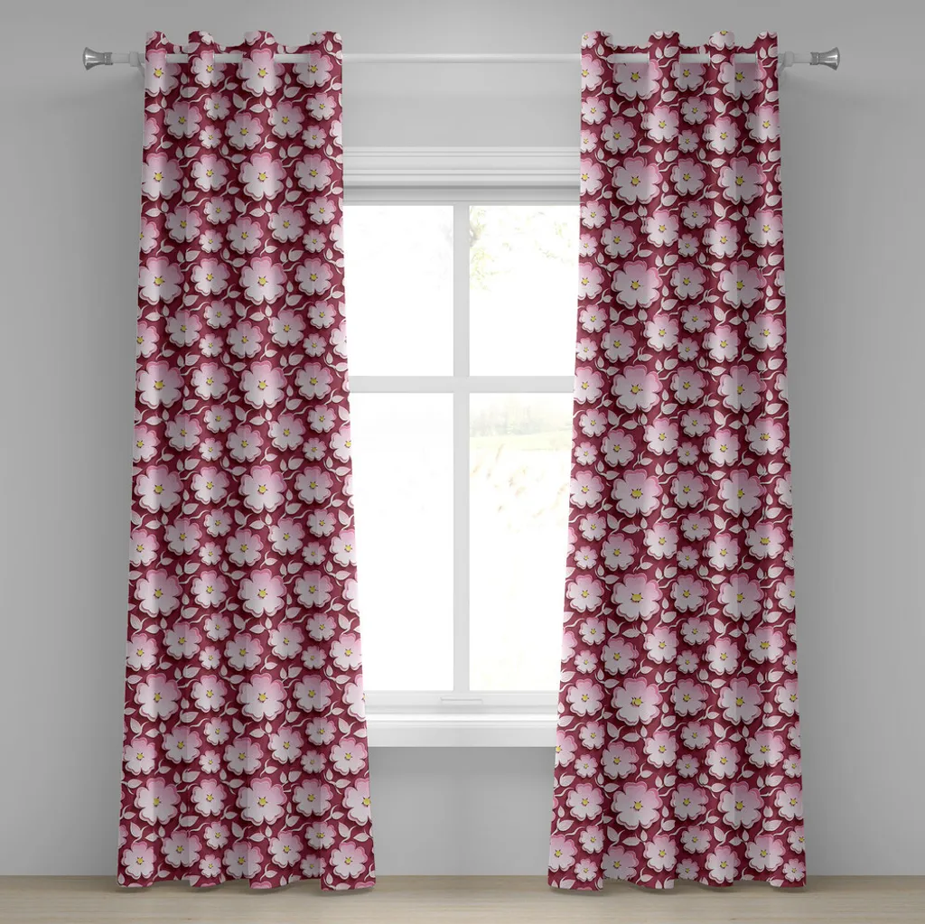 Offerta Tenda ABAKUHAUS 280x245 cm Fiori Ciliegio - Occhielli Metallo