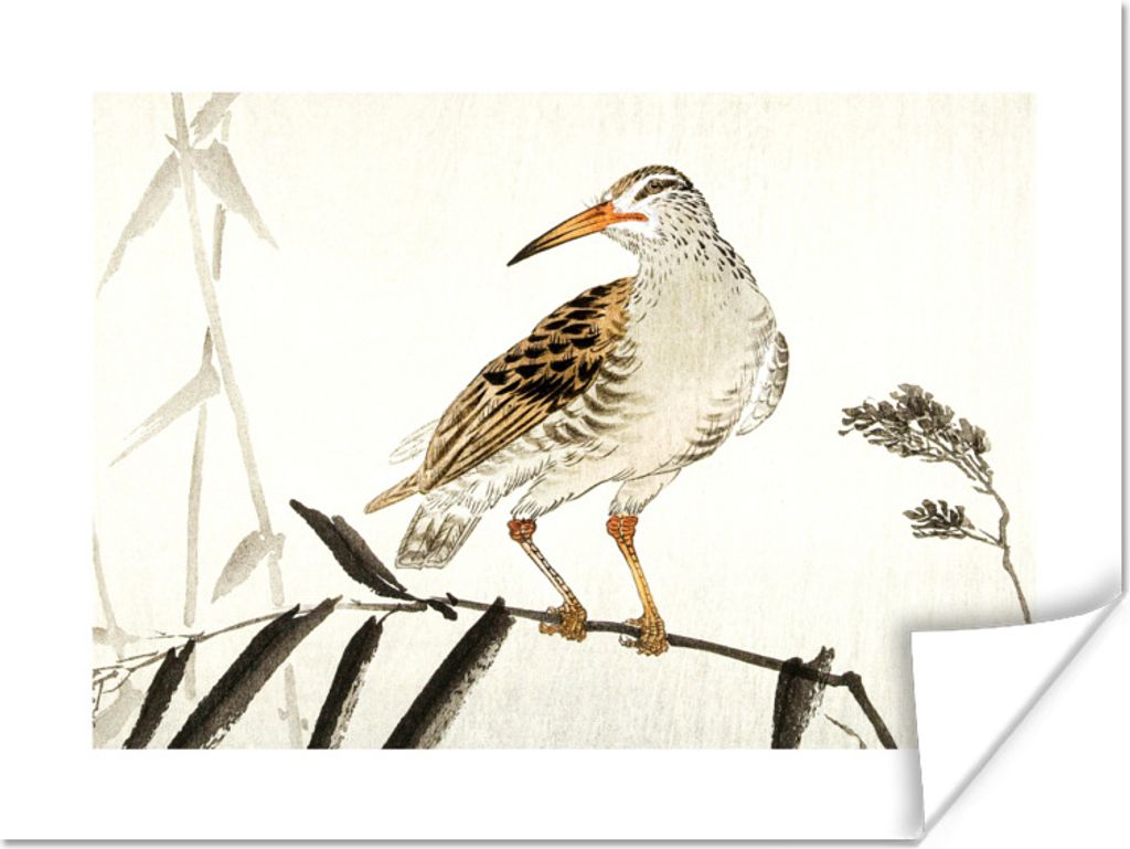 MuchoWow Poster Vogel - Zweig - Skandinavisch - Japanisch 40x30 cm - Plakate für die Wände - Poster Wohnzimmer