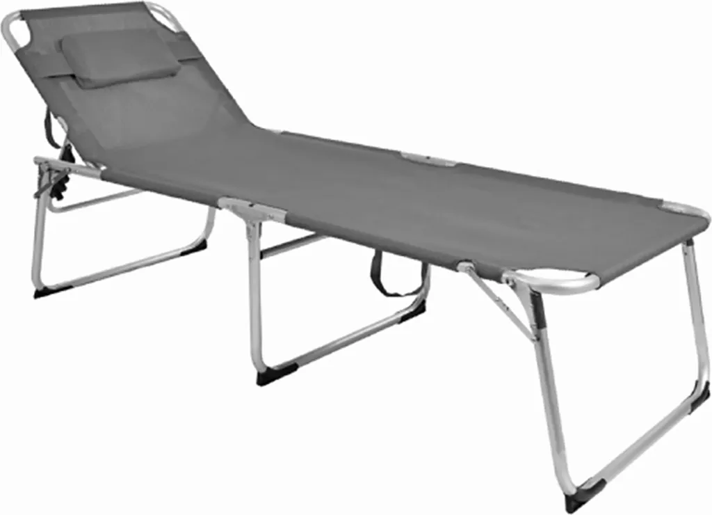 Chaise longue XXL en aluminium gris rembourrée 200x70cm pour jardin