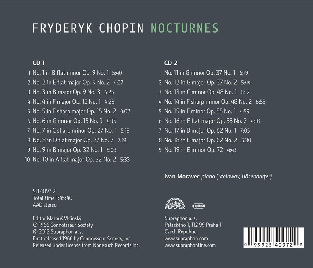 Moravec, I: Nocturnes op.9,15,27,32,37,48,55,62+72