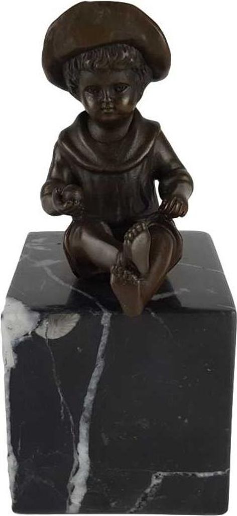 Bronzeskulptur Bronzefigur Statue Sitzender Junge Art-Deco-Stil H 15,2 cm