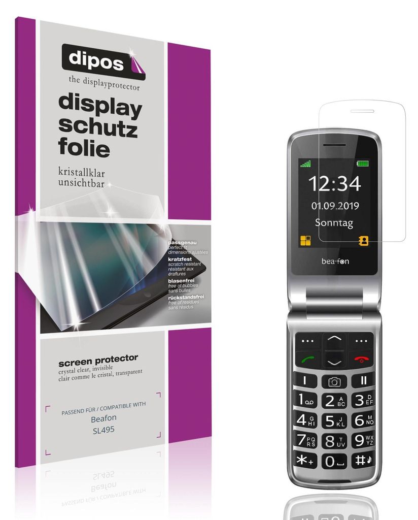 4x Schutzfolie für Beafon SL495 klar Displayschutzfolie Folie Display Schutz dipos