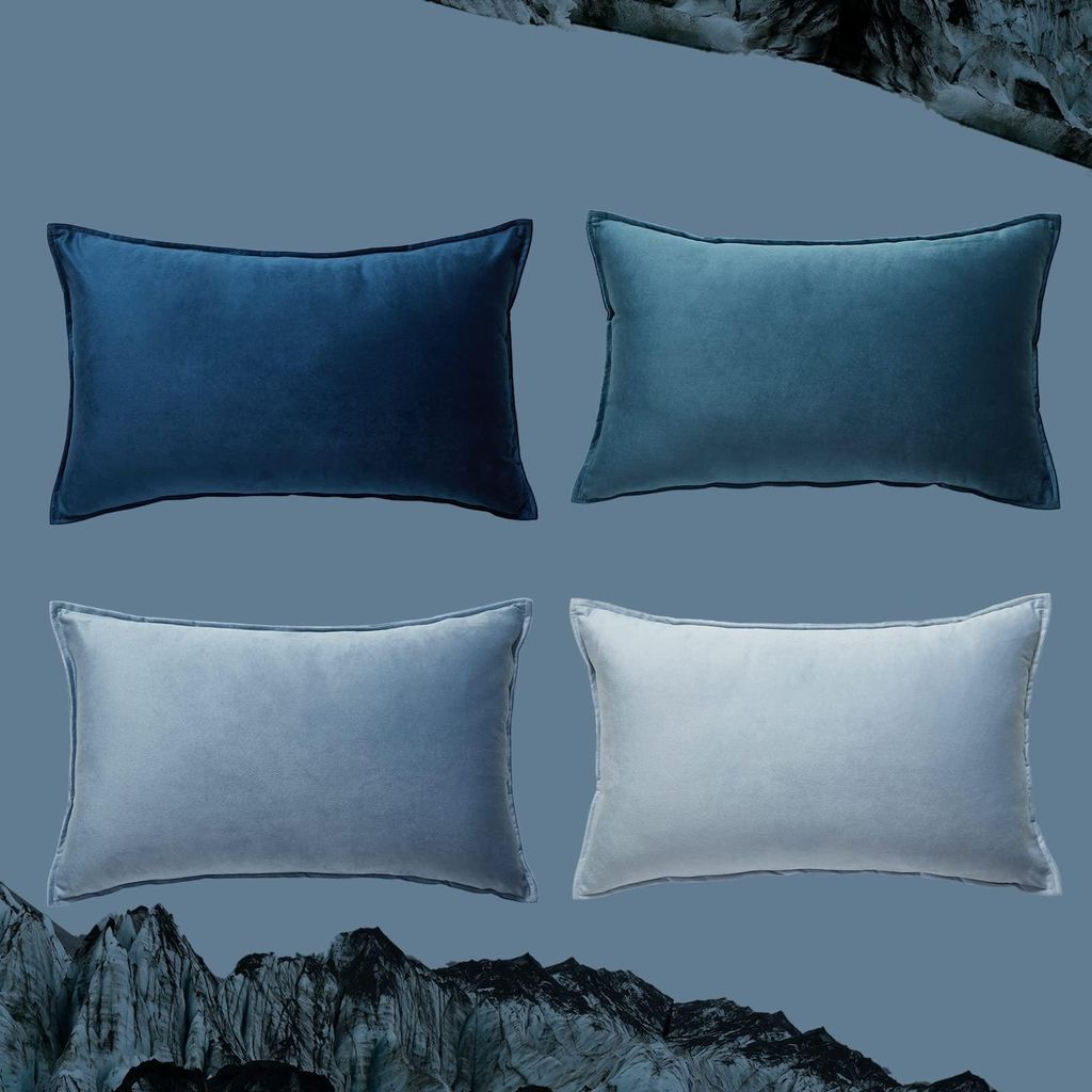4er-Set Kissenbezüge 30x50 cm, blauer Samt, dekorative Kissenbezüge für Kinderzimmer, Sofakissen, Zierkissen, Sofabezug, Schlafzimmer, Wohnzimme...