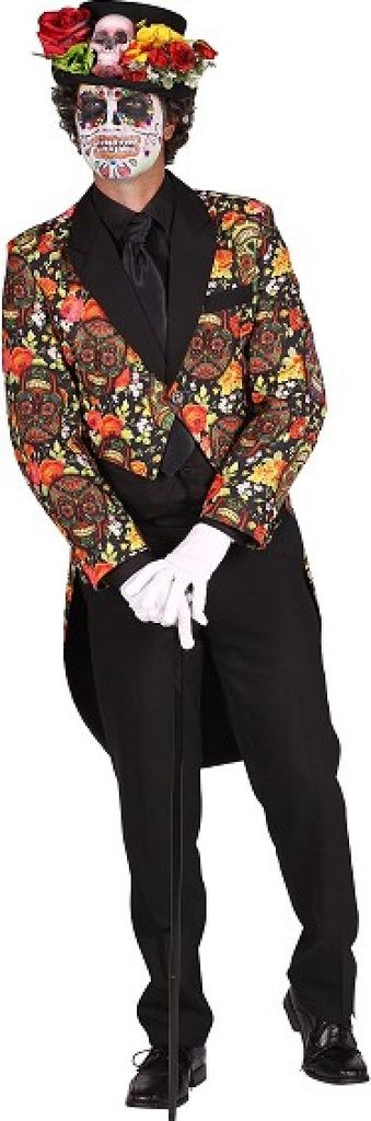 T2358-SKUC-M bunt Herren Frack Gravedgger Totenkopf Tag der Toten/Mexican Skull Gr.M