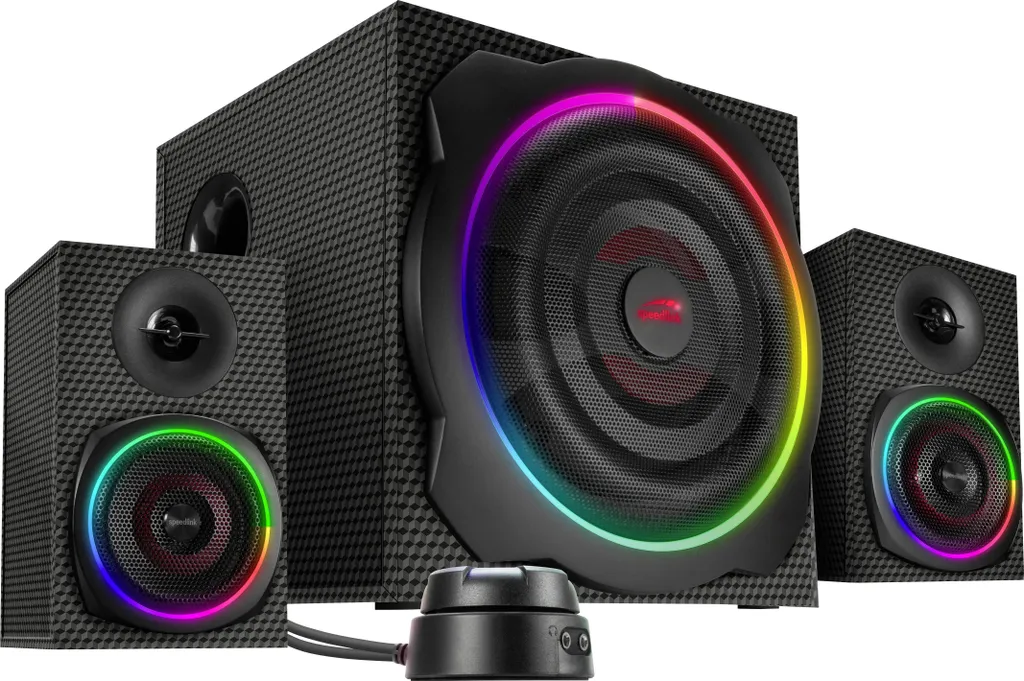 Enceintes PC 2.1 Speedlink GRAVITY CARBON avec Caisson de Basses RGB - 10