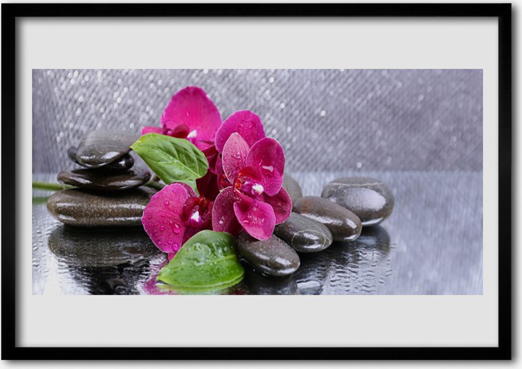 Bild 70x50 MDF-Rahmen Wandkunst Orchideen-Blumen-Kunst