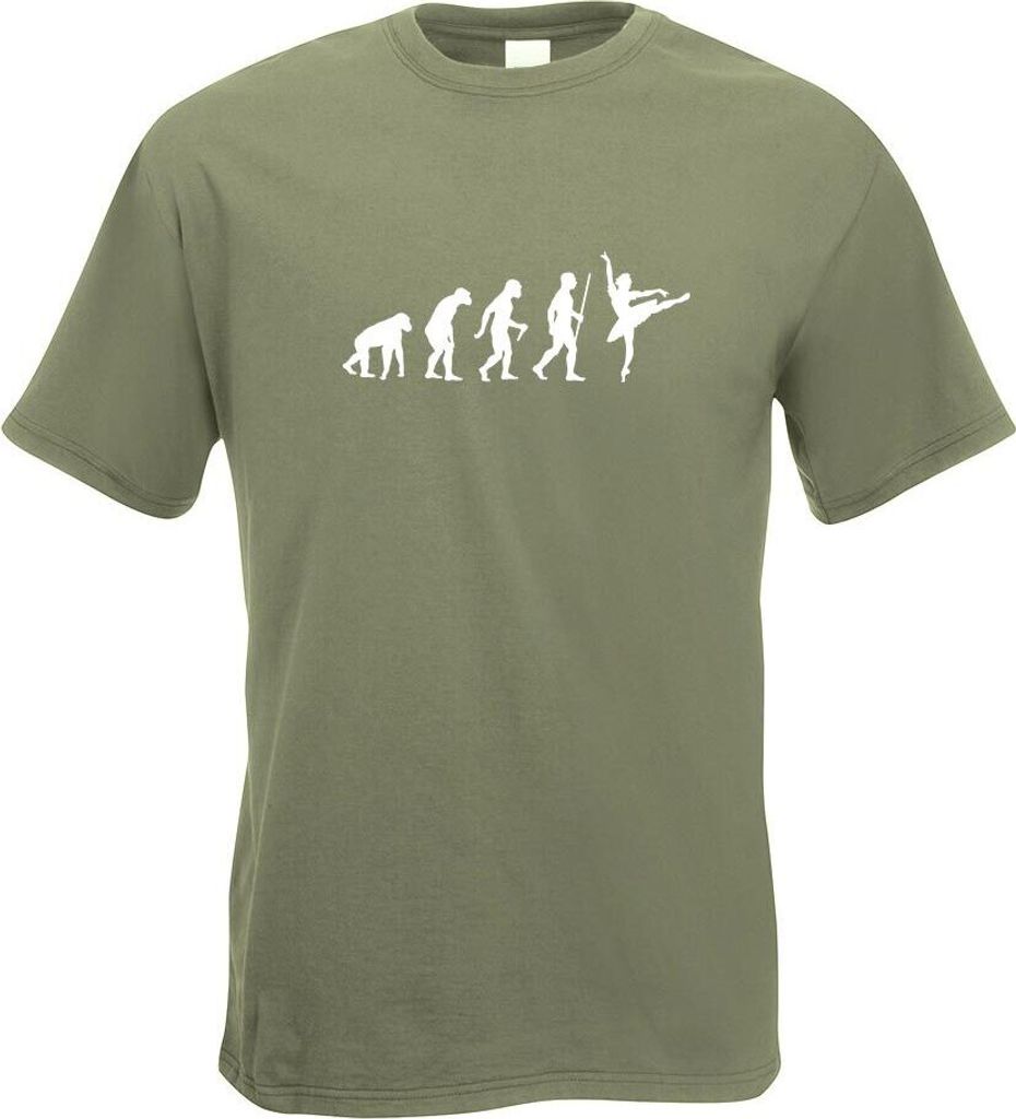 Kiwistar - T-Shirt - Olive - Ballerina Ballett Evolution Motiv Bedruckt Funshirt Design Print - mit Motiv Bedruckt - Funshirt Design - Sport - Frei...