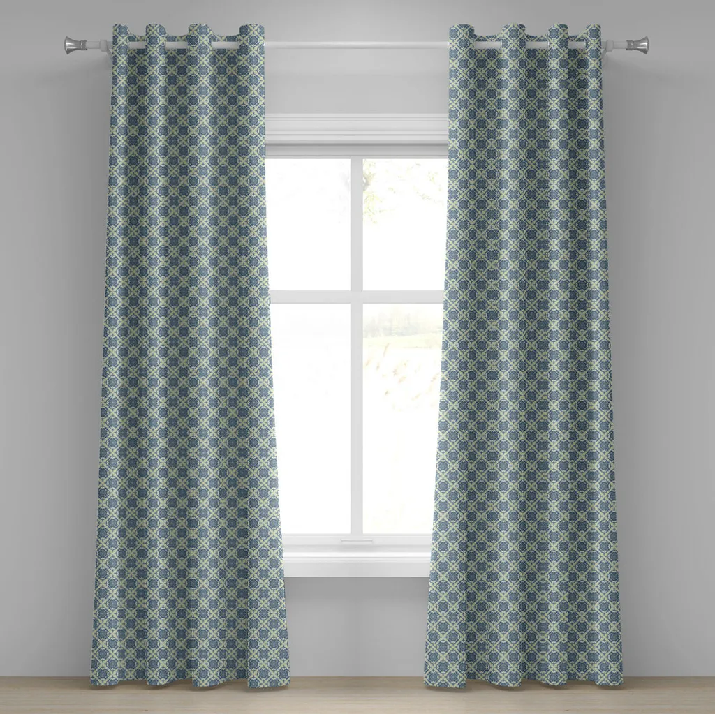 Tenda Vintage ABAKUHAUS 280x225cm | Mandala Verde Reseda e Azzurro