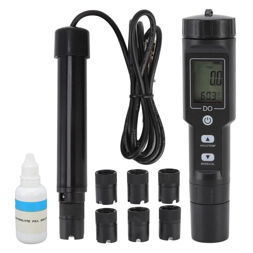 Digitales DO-Messgerät mit abnehmbarem Sensor – Sauerstofftester für Aquarium, Labor & Forschung, ohne Hintergrundbeleuchtung, LCD-Anzeige