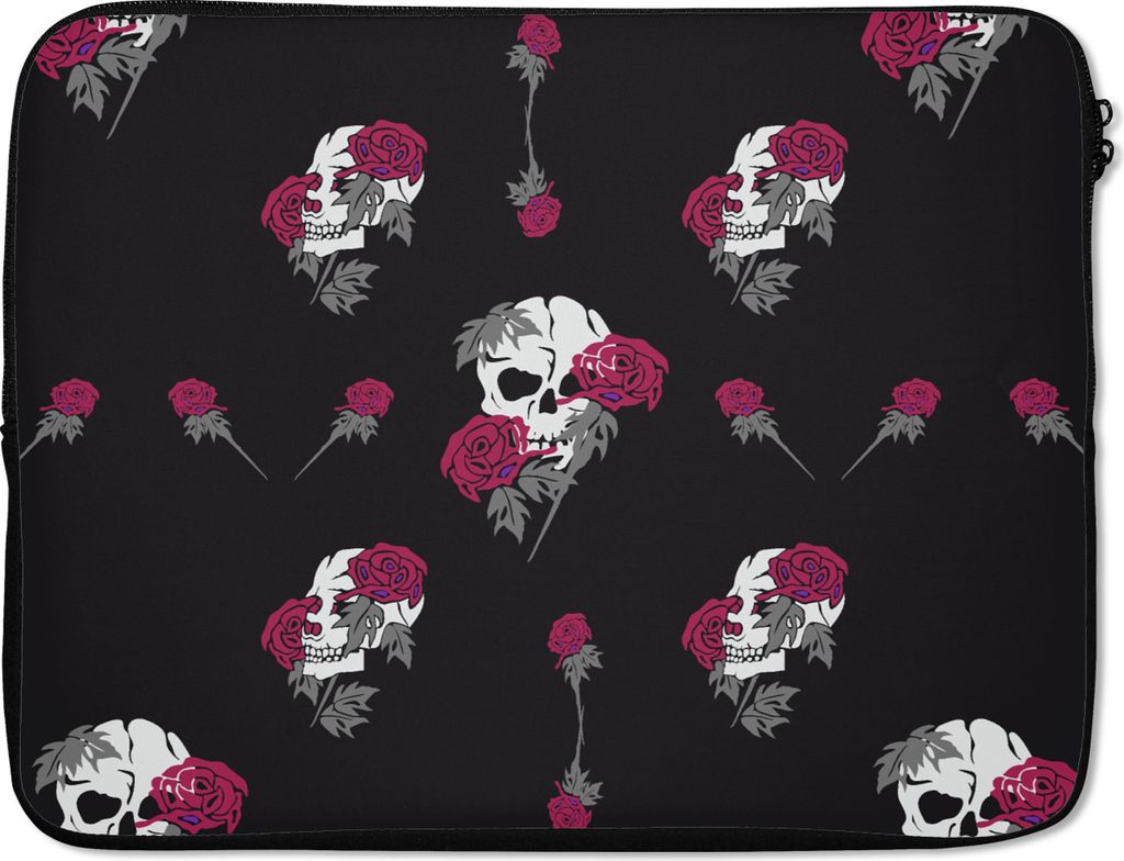 MuchoWow Laptop Hülle 15 Zoll Mädchen - Totenkopf - Rosen - Muster - Mädchen - Kinder - Kinder - Mädchen Laptoptasche - Laptoptasche - Sleeve...