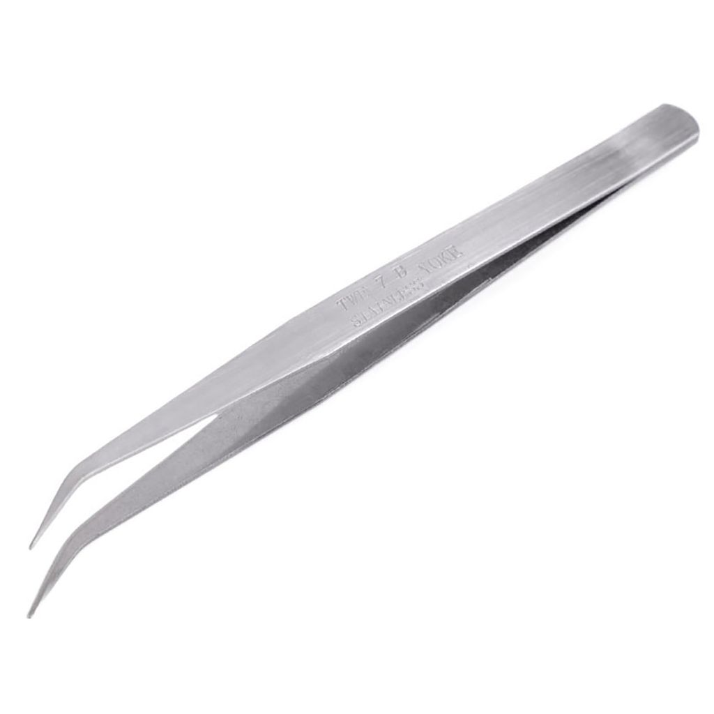1 Pinzette, Feinmechaniker- Uhrmacher- Modellbau-Pinzette, Variantenwahl, Größe:150 x 10 mm | 1 mm, Variante:gebogene Spitze
