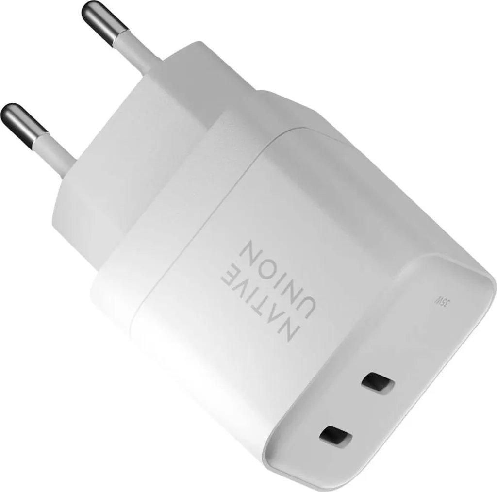 Chargeur USB-C 35W Native Union pour iPhone et MacBook Air blanc GaN