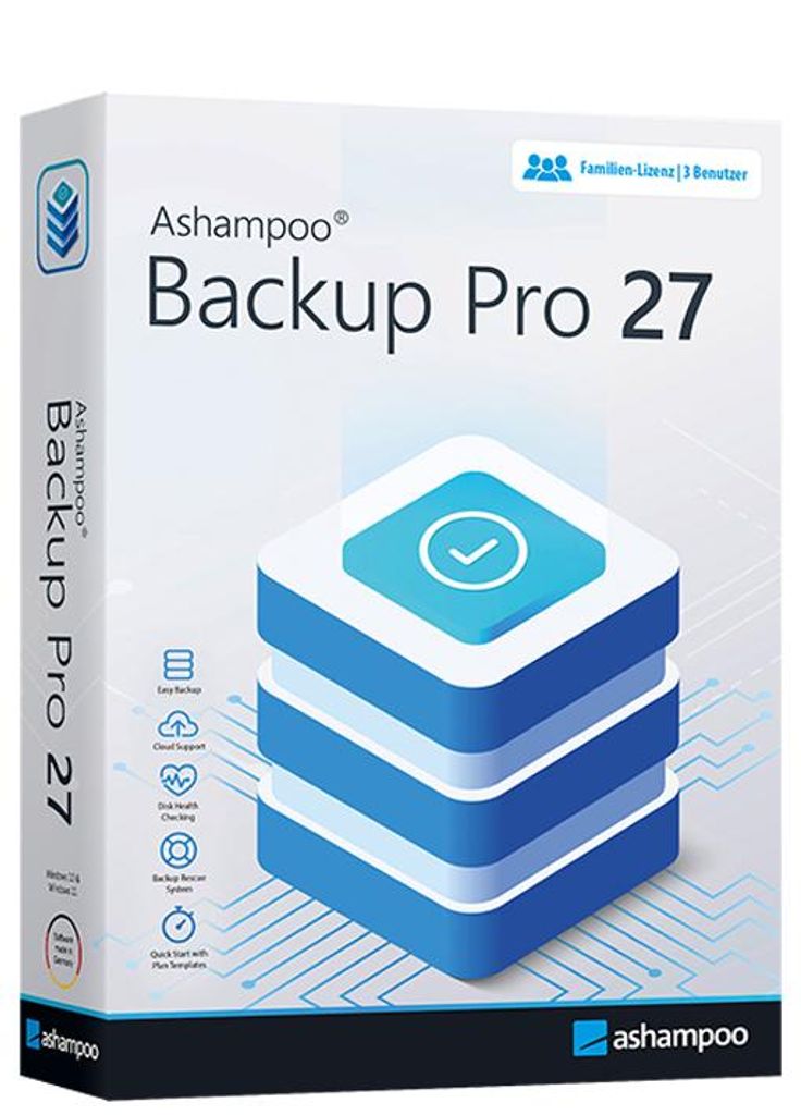 Ashampoo Backup Pro 27 - Datensicherung Programm, Rettung bei Malware-Befall, defekter Festplatte oder Windows Crashes