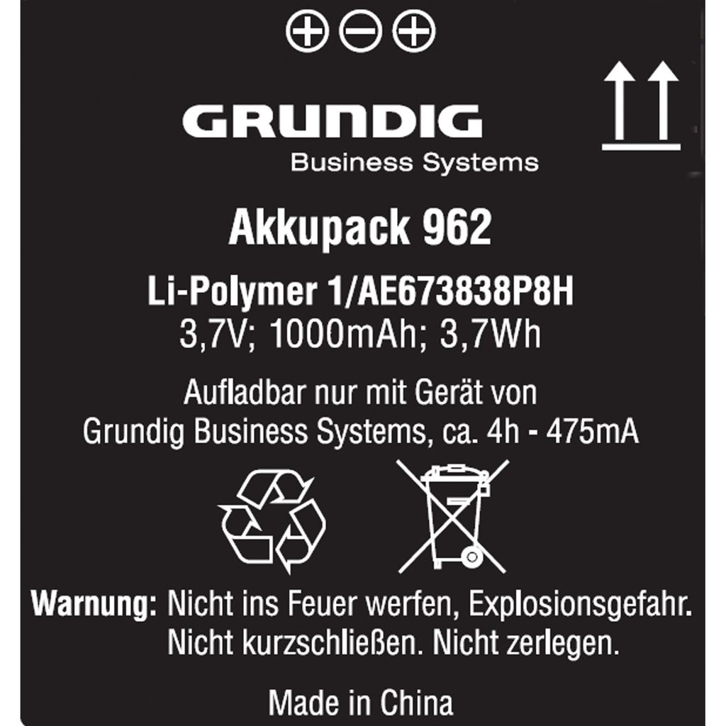 Grundig Akku 962 für Digta 7-Serie gcm9620 Image du produit 