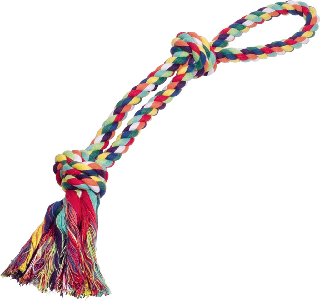 Nobby Rope Toy, Spielseil doppelt 55 cm, 320 g, 2 Knoten bunt