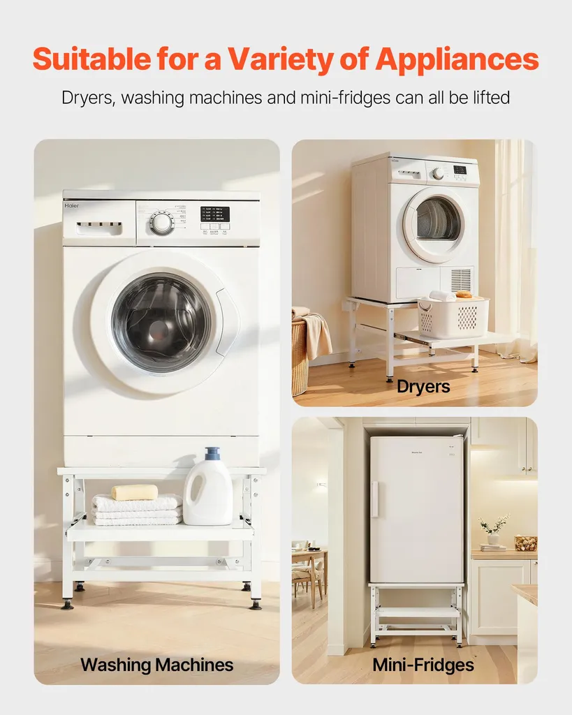 Réhausse de lave-linge en acier stable 318kg avec pieds antidérapants - 2