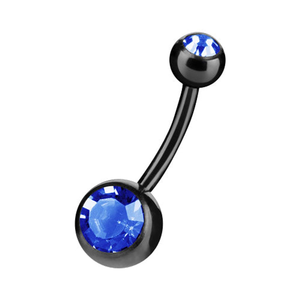 Taffstyle Bauchnabelpiercing Bauchnabelpiercing Stecker Schwarz Doppel Zirkonia Kristall, Blau