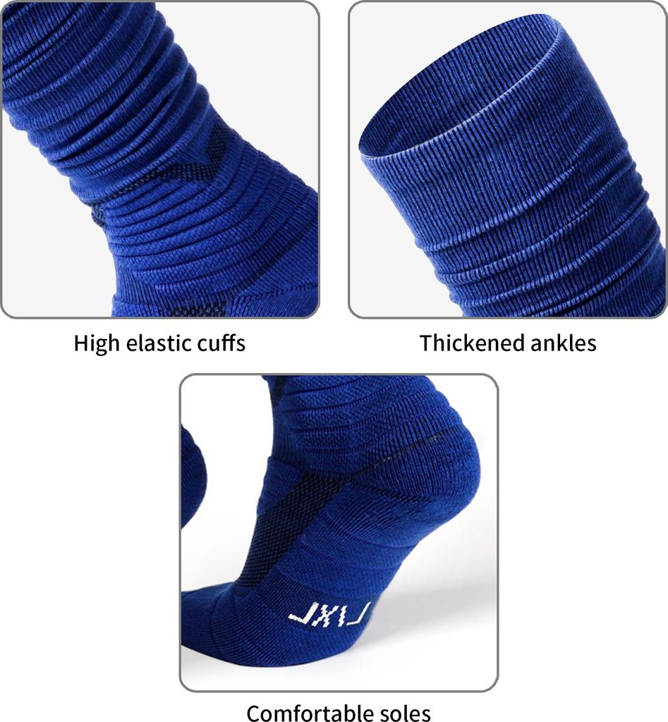 Scrunch Fußballsocken, ultralange Kniestrümpfe aus Baumwolle, gepolsterte Rugbysocken