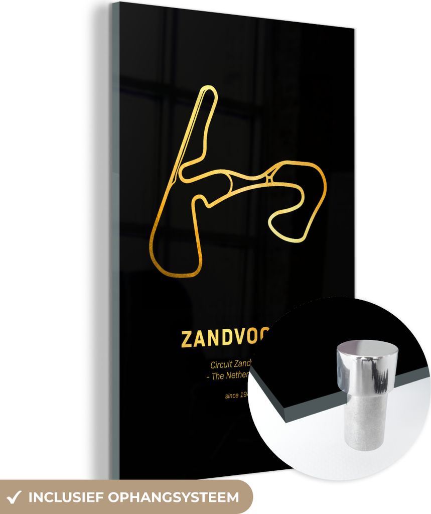 MuchoWow Glasbilder - Bilder auf Wandbild - Foto auf Glas Rundkurs - Zandvoort - Gold 60x90 cm Wanddekoration aus Glas - Acrylglasbild - Acrylbilde...