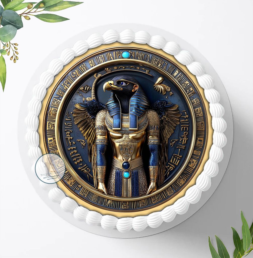 Für die Geburtstags Torte ein Tortenaufleger, Zuckerbild mit dem Motiv: Tutanchamun, Essbares Foto für Torten, Fondant, Ø 20cm, 2183z