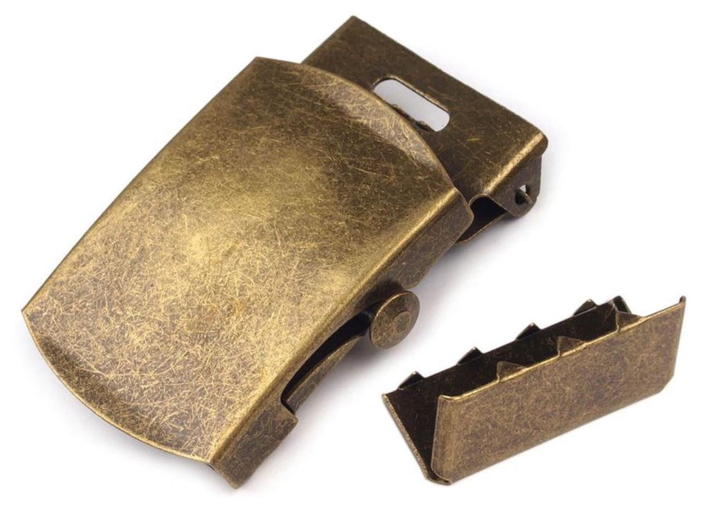 1 Gürtelschnalle mit Endstück altmessing