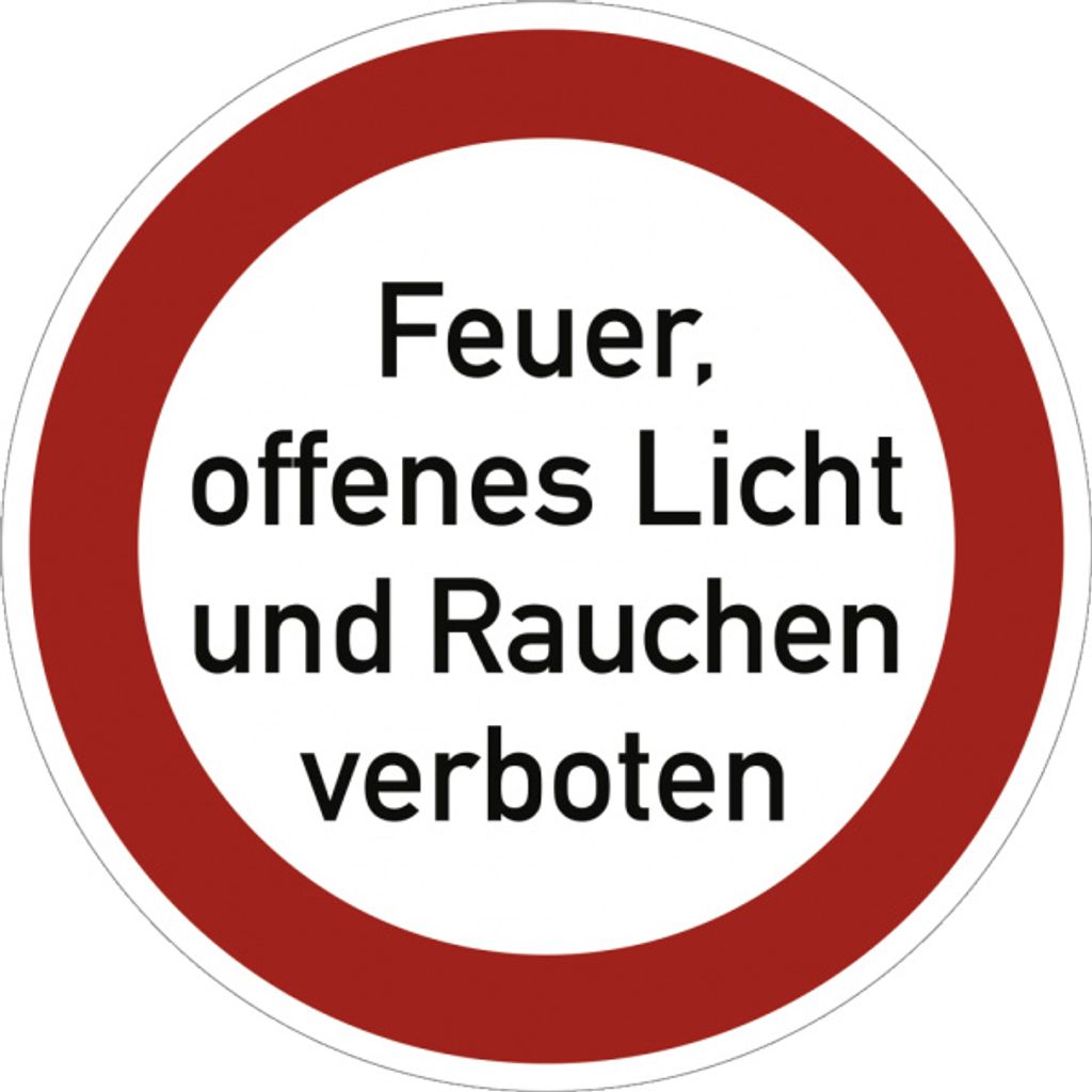 Dreifke Schild Feuer, offenes Licht und Rauchen verboten, Textschild, Alu, Ø...