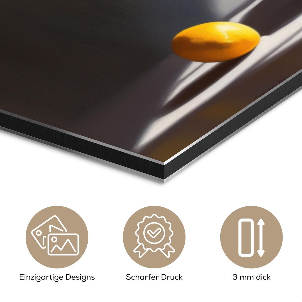 MuchoWow Wanddekoration Metall Metallbild Wandkunst 120x60 cm Zitronen - Stilleben - Gelb MuchoWow Aluminium Gemälde - Metalbilder