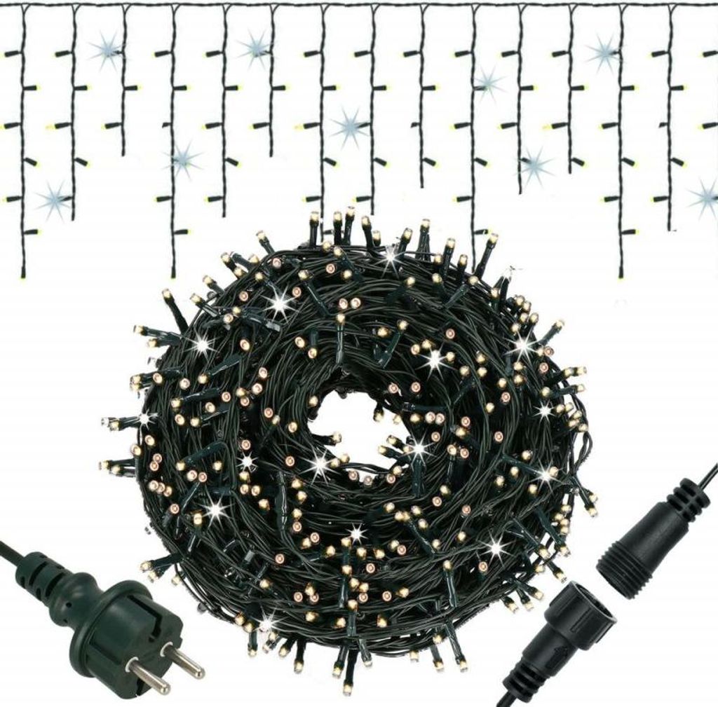LED krápníky - 14,5m, 300LED, IP44, teplá bílá + záblesky Obrázek produktu 