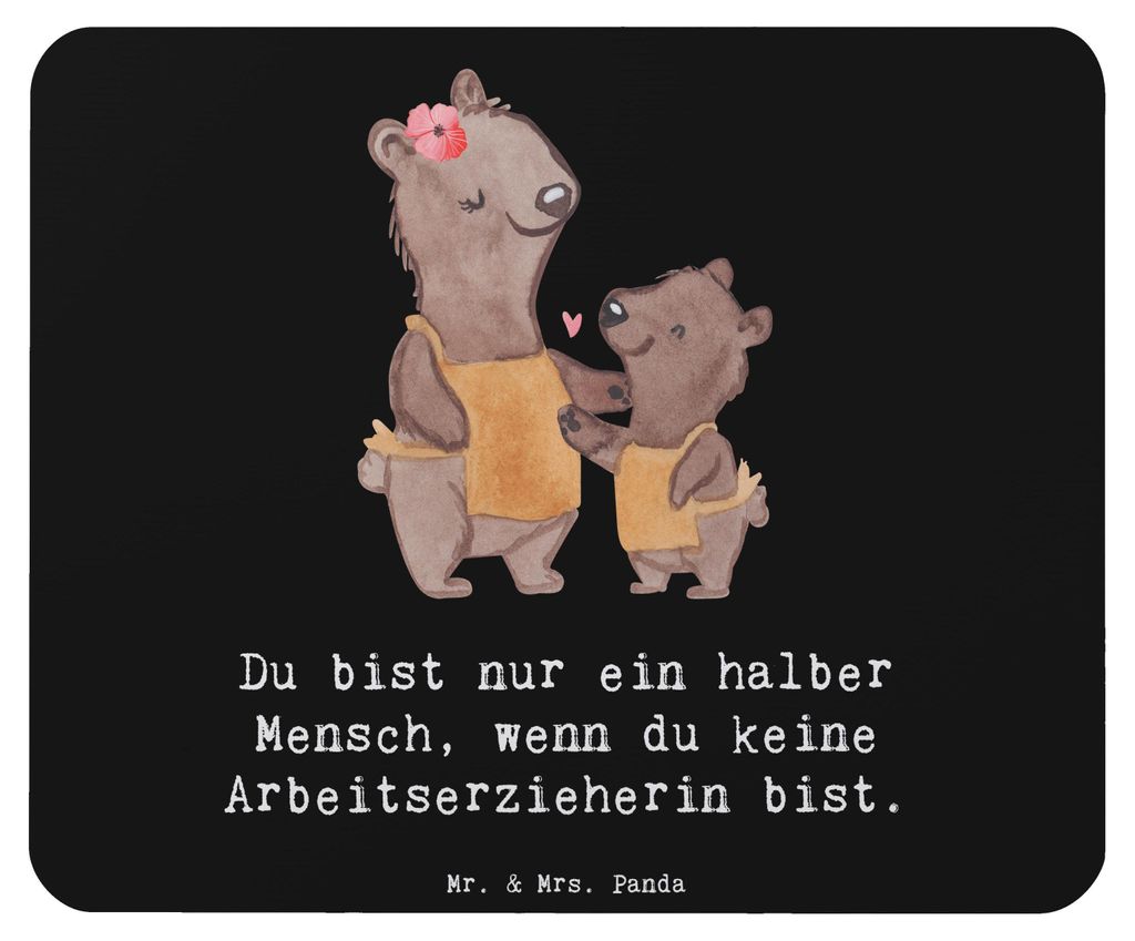 Mr. & Mrs. Panda Mousepad Arbeitserzieherin Herz - Schwarz - Geschenk, pc mauspad, Studium, Ausbildung, Mouse Pad, Pädagogische Fachkraft, Spruch,...