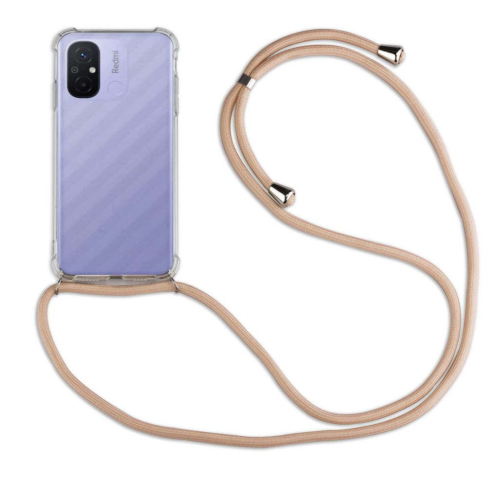 Handykette für Xiaomi Redmi 12C Handyhülle mit Band Hülle mit Kordel Handytasche Beige / Braun