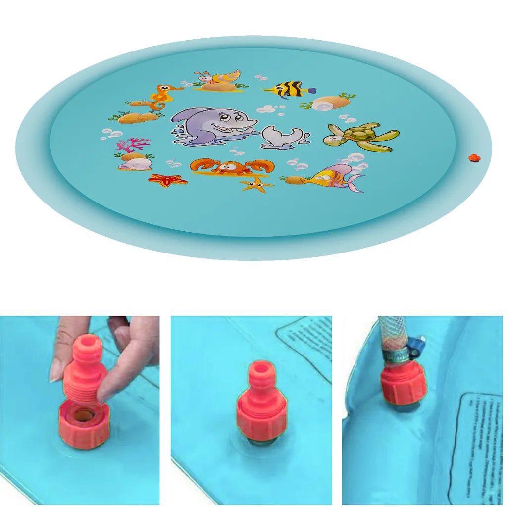 Tappetino Splash Pad 165 cm con Irrigatore Integrato Blu 23138 - 7