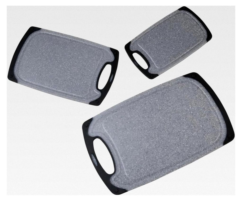 3er Set Schneidebrett aus Kunststoff PP, Maße: 41 x 24,5 x 0,9 cm, Farbe: Grau