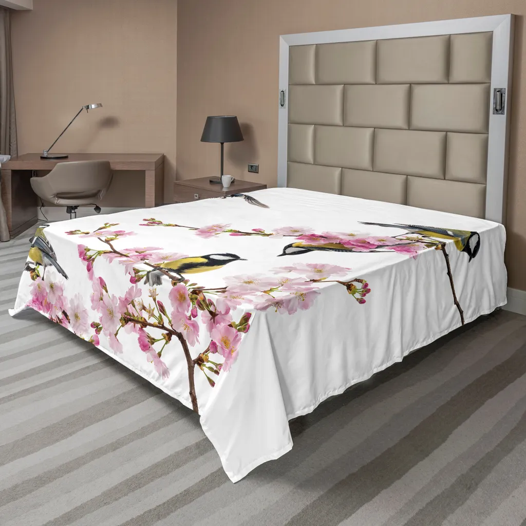 Drap de lit doux imprimé colibri, textile microfibre souple 260x228 cm