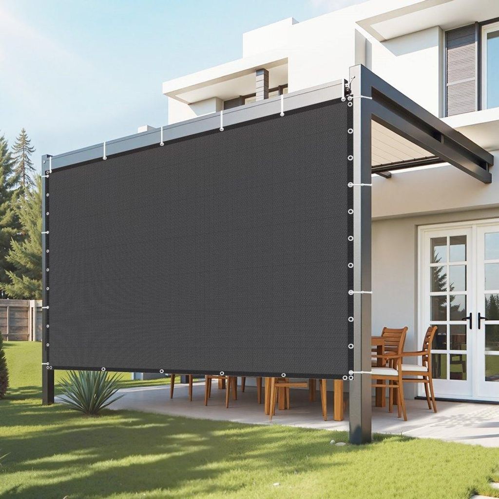 Sonnenschutztuch Schattennetz Sichtschutz 90% - 305x305cm Garten Schwarz - UV-beständig und wetterfest - ideal für Terrasse oder Balkon